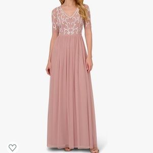 ADRIANNA PAPELL Beaded Top Gown With Full Skirt In Petal Color - Reemoly